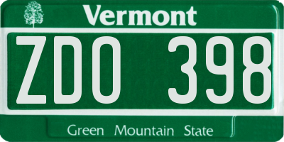 VT license plate ZDO398