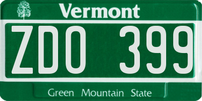 VT license plate ZDO399