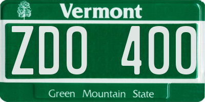 VT license plate ZDO400