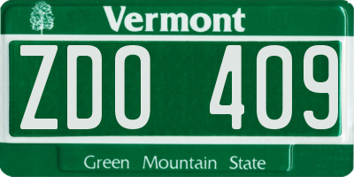 VT license plate ZDO409