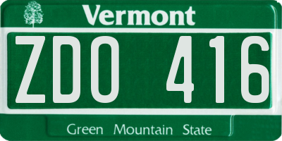 VT license plate ZDO416
