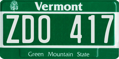 VT license plate ZDO417