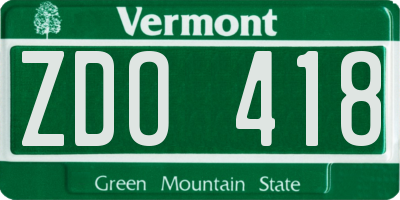 VT license plate ZDO418