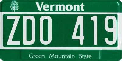 VT license plate ZDO419