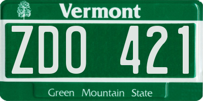 VT license plate ZDO421