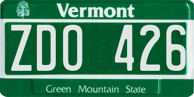VT license plate ZDO426