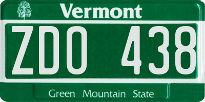 VT license plate ZDO438