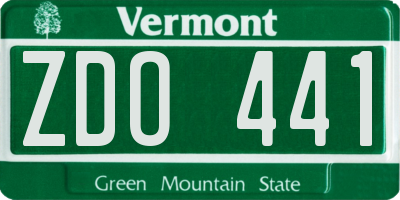 VT license plate ZDO441