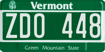 VT license plate ZDO448