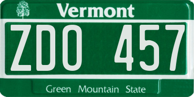 VT license plate ZDO457