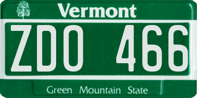 VT license plate ZDO466