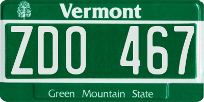 VT license plate ZDO467