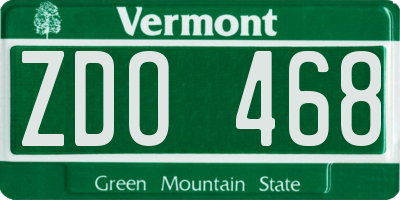 VT license plate ZDO468