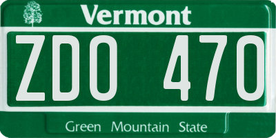 VT license plate ZDO470