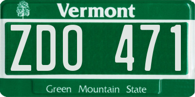 VT license plate ZDO471