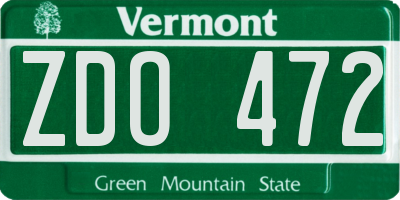 VT license plate ZDO472