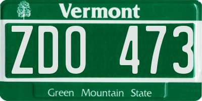 VT license plate ZDO473