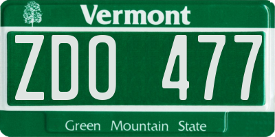 VT license plate ZDO477