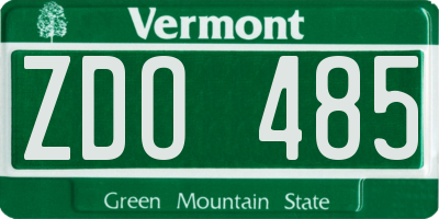 VT license plate ZDO485