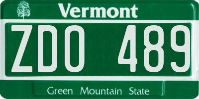 VT license plate ZDO489