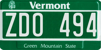 VT license plate ZDO494