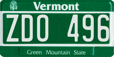 VT license plate ZDO496