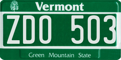 VT license plate ZDO503