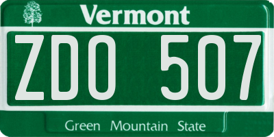 VT license plate ZDO507
