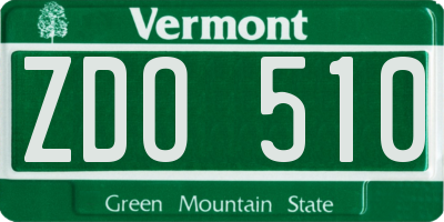 VT license plate ZDO510