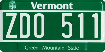 VT license plate ZDO511
