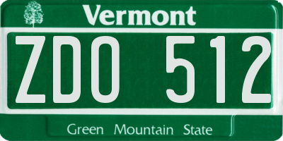 VT license plate ZDO512
