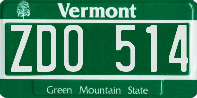 VT license plate ZDO514