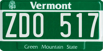 VT license plate ZDO517