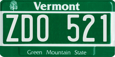 VT license plate ZDO521