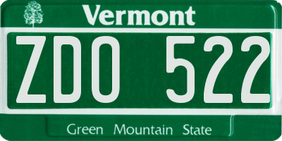 VT license plate ZDO522