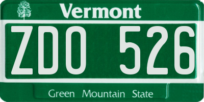 VT license plate ZDO526