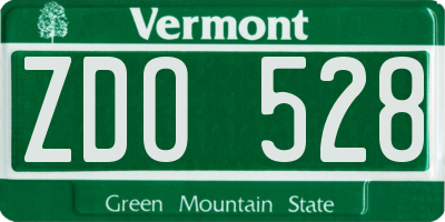 VT license plate ZDO528