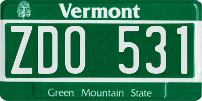 VT license plate ZDO531