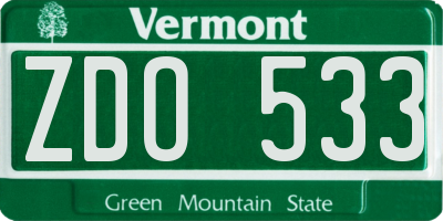 VT license plate ZDO533