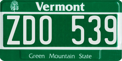 VT license plate ZDO539