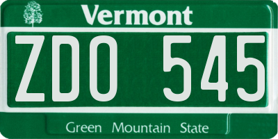 VT license plate ZDO545