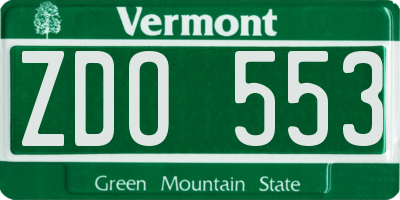 VT license plate ZDO553
