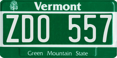 VT license plate ZDO557