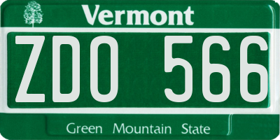 VT license plate ZDO566