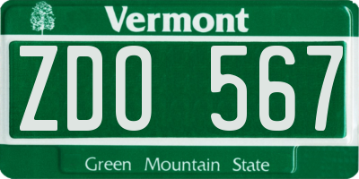 VT license plate ZDO567