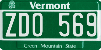 VT license plate ZDO569