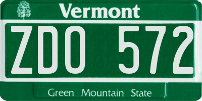 VT license plate ZDO572