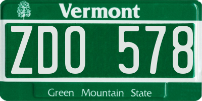 VT license plate ZDO578