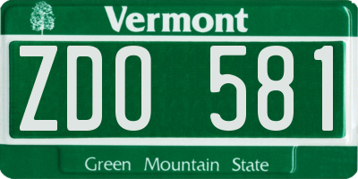 VT license plate ZDO581