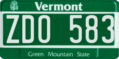 VT license plate ZDO583
